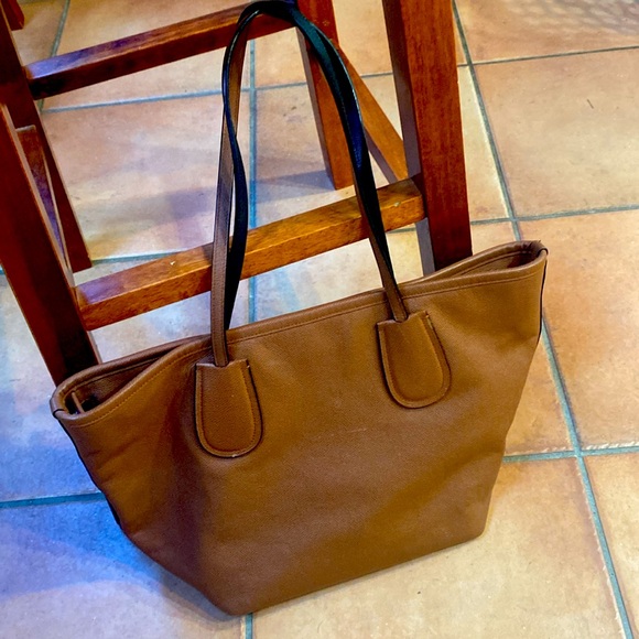 COACH Taxi Zippered Top Tote Saffiano Saddle Brown. - Picture 3 of 6